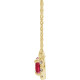 Created Ruby Necklace in 14 Karat Yellow Gold 8x5 mm Pear Lab Ruby and 0.20 Carat Diamond 18 inch Necklace