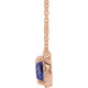 Created Sapphire Necklace in 14 Karat Rose Gold 4 mm Square Lab Sapphire and .05 Carat Diamond 18 inch Necklace