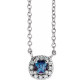 Created Alexandrite Necklace in Platinum 4 mm Square Lab Alexandrite and .05 Carat Diamond 18 inch Necklace