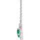 Lab Grown Emerald Gem set in 14 Karat White Gold 5x3 mm Emerald Lab Emerald and 0.12 Carat Diamond 16 inch Necklace