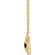 Created Ruby Necklace in 14 Karat Yellow Gold 5x3 mm Emerald Lab Ruby and 0.12 Carat Diamond 16 inch Necklace