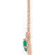 Created Emerald Necklace in 14 Karat Rose Gold 5x3 mm Emerald Lab Emerald and 0.12 Carat Diamond 16 inch Necklace