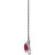 Created Ruby Necklace in Platinum 6x4 mm Emerald Lab Ruby and 0.20 Carat Diamond 18 inch Necklace