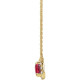 Created Ruby Necklace in 14 Karat Yellow Gold 7x5 mm Emerald Lab Ruby and 0.20 Carat Diamond 18 inch Necklace