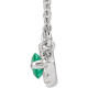 Created Emerald Necklace in Platinum Lab Emerald and .05 Carat Diamond Halo Style 18 inch Necklace