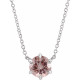 Platinum  Pink Morganite Solitaire 18 inch Necklace