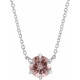 Sterling Silver  Pink Morganite Solitaire 16 inch Necklace