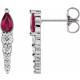 14 Karat White Gold Lab Created Ruby and 0.25 Carat Diamond Earrings