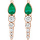 14 Karat Rose Gold Lab Created Emerald and 0.25 Carat Diamond Earrings