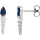 Lab Created Platinum Lab Created Blue Sapphire and 0.25 Carat Diamond Earrings