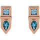 14 Karat Rose Gold Genuine Multi Gemstone Geometric Bar Drop Earrings