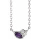 Created Alexandrite Necklace in 14 Karat White Gold Lab Alexandrite and .03 Carat Diamond 16 inch Necklace