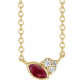 Created Ruby Necklace in 14 Karat Yellow Gold Lab Ruby and .03 Carat Diamond 16 inch Necklace