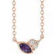 14 Karat Rose Gold Lab Alexandrite and .03 Carat Diamond 16 inch Necklace