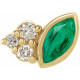 14 Karat Yellow Gold Grown Emerald & .03 Carat Weight Diamond Right Earring