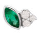 14 Karat White Gold Grown Emerald and .03 Carat Diamond Left Earring