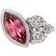 Sterling Silver Pink Tourmaline and .03 Carat Diamond Left Earring