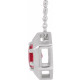  Chatham Created Ruby Necklace in 14 Karat White Gold Chatham Lab-Created Ruby Geometric 16-18" Necklace 