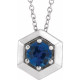 Created Sapphire Necklace in Sterling Silver Lab  Sapphire Geometric 16 inch Necklace