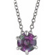 14 Karat White Gold 5 mm Lab Grown Alexandrite Solitaire 16 inch Necklace