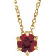 14 Karat Yellow Gold 5 mm Lab Grown Ruby Solitaire 16 inch Necklace