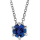 Sterling Silver 6 mm Lab Grown Blue Sapphire Solitaire 16 inch Necklace