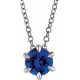 Platinum 6 mm Lab Grown Blue Sapphire Solitaire 16 inch Necklace