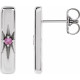 Platinum Natural Pink Blue Sapphire Starburst Bar Earrings