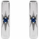 Platinum Natural Blue Sapphire Starburst Bar Earrings