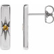 Platinum Natural Yellow Blue Sapphire Starburst Bar Earrings