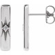 Platinum Natural White Sapphire Starburst Bar Earrings