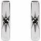 Platinum Natural Black Onyx Starburst Bar Earrings