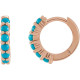 14 Karat Rose Gold 12.2 mm Natural Turquoise Huggie Hoop Earrings