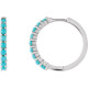 14 Karat White Gold 20 mm Natural Turquoise Huggie Hoop Earrings