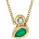 14 Karat Yellow Gold 5x3 mm Pear Emerald and .03 Carat Diamond 16 inch Necklace