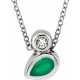 Sterling Silver 5x3 mm Pear Emerald and .03 Carat Diamond 16 inch Necklace