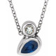 14 Karat White Gold 5x3 mm Pear Natural Blue Sapphire and .03 Carat Natural Diamond 16 inch Necklace