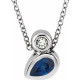 Sterling Silver 5x3 mm Pear Blue Sapphire and .03 Carat Diamond 16 inch Necklace