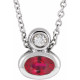 14 Karat White Gold 5x3 mm Oval  Ruby and .03 Carat Diamond 16 inch Necklace