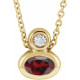 14 Karat Yellow Gold 5x3 mm Oval Mozambique Garnet and .03 Carat Diamond 16 inch Necklace