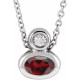 Sterling Silver 5x3 mm Oval Mozambique Garnet and .03 Carat Diamond 16 inch Necklace