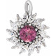 Platinum Pink Tourmaline and 0.50 carat Diamond Halo Style Pendant