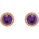 14 Karat Rose Gold 6 mm Natural Amethyst Beaded Bezel Set Earrings
