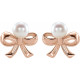 14 Karat Rose Gold Cultured Akoya Pearl Bow Earrings