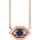 14 Karat Rose Gold Blue Sapphire Geometric 16 inch Necklace