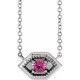 14 Karat White Gold Natural Pink Sapphire Geometric 16 inch Necklace