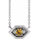 14 Karat White Gold Natural Yellow Sapphire Geometric 18 inch Necklace