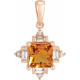 14 Karat Rose Gold Citrine and 0.20 carat Diamond Geometric Pendant