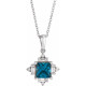 14K White Natural London Blue Topaz and 0.20 Carat Natural Diamond Geometric 16 inch Necklace