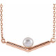 14 Karat Rose Gold Cultured White Akoya Pearl V 18 inch Necklace